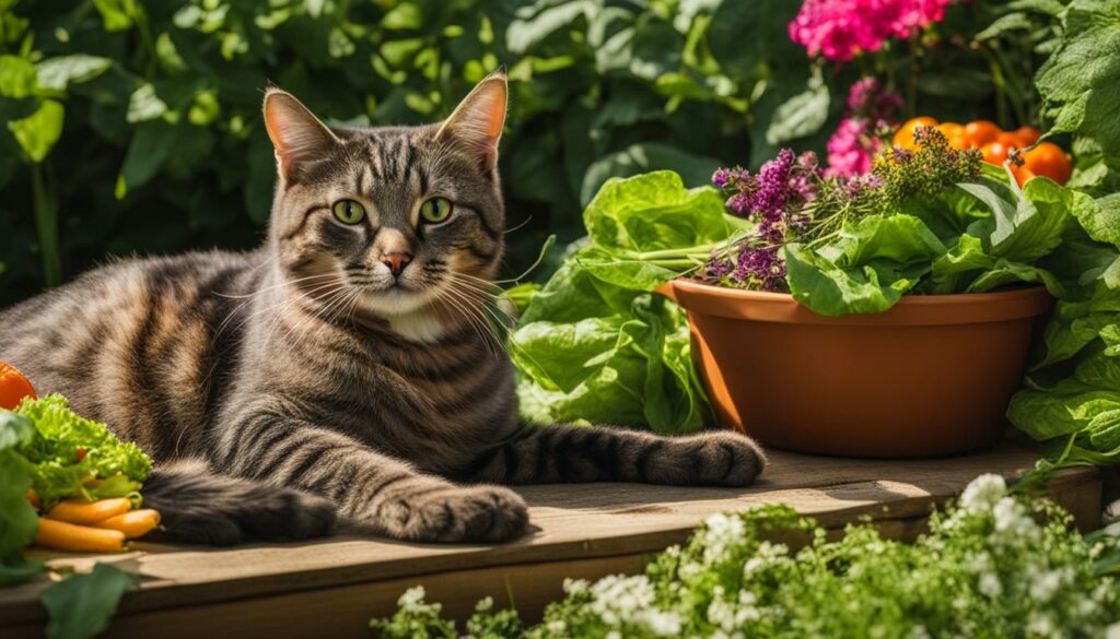 Gemeinsame Ernte mit Katze