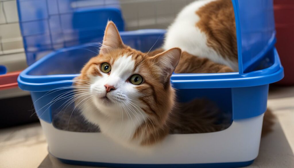 Katze auf Katzentoilette