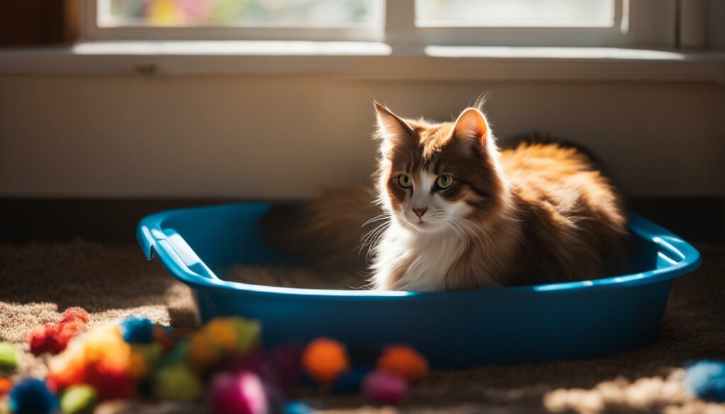 Katze auf Katzentoilette