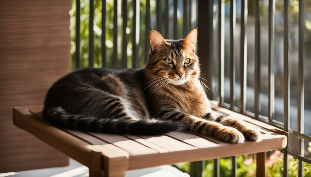 Katze auf gesichertem Balkon