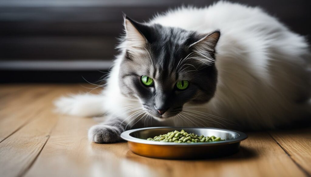 Katze mit einem Napf Futter