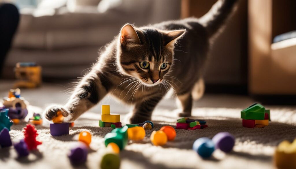 Katze spielt mit Spielzeug