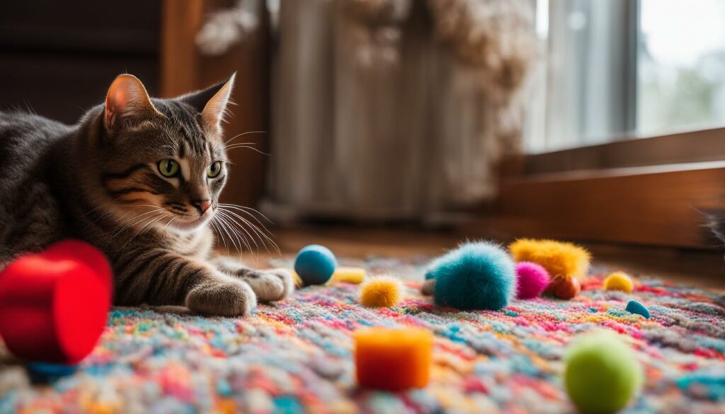 Katze spielt mit Spielzeug