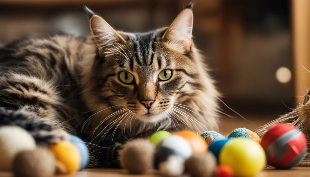 Katze spielt mit Spielzeug