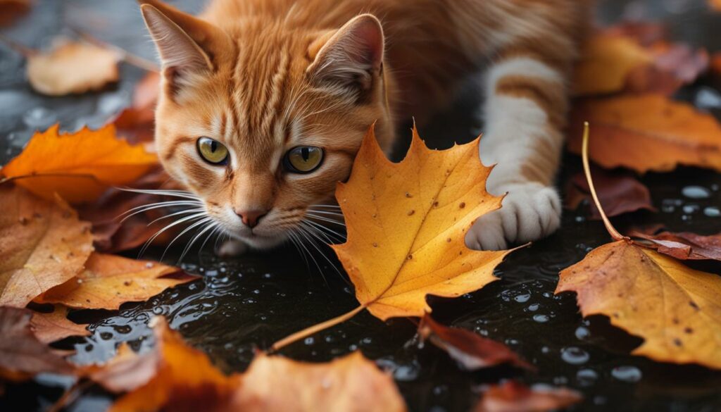 Katzenpfoten im Herbst