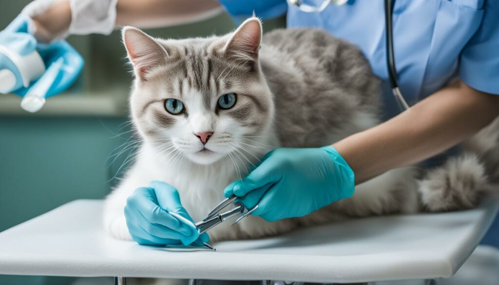 Zahnarzt beim Check-up einer Katze